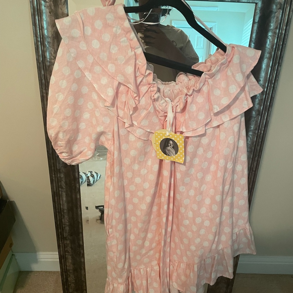 Linen ruffle dress